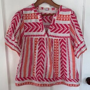 Old Navy Pink and Orange Patterned Blouse